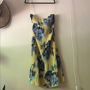 Abercrombie & Fitch Yellow Giselle Floral Satin Dress - Large Petite